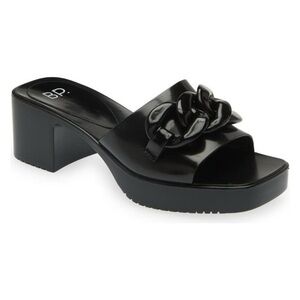 BP black patent jelly sandals with heel